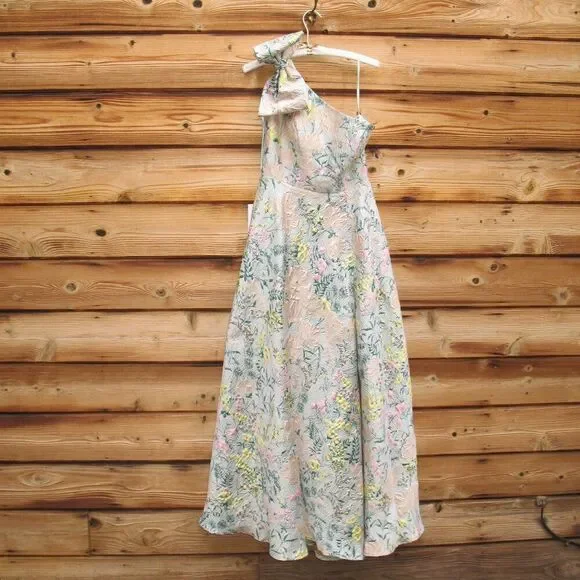 MAC DUGGAL  11919 Multicolor One Shoulder Brocade Floral Dress With Bow - Picture 8 of 16